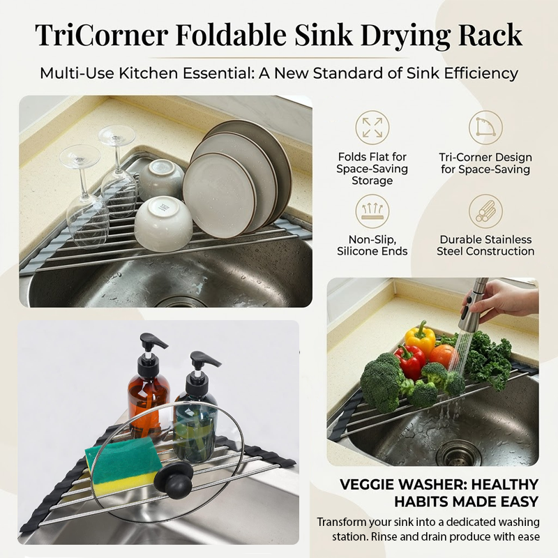 LivLifeGoods™ TriCorner Foldable Sink Drying Rack