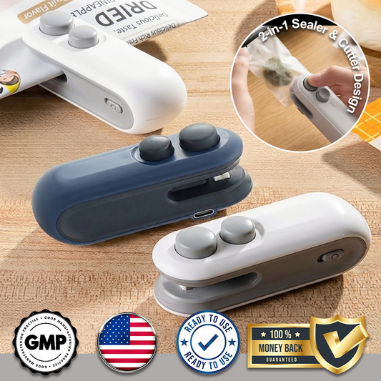 LivLifeGoods™ FoodLock 2-in-1 Mini Heat Sealer Cutter