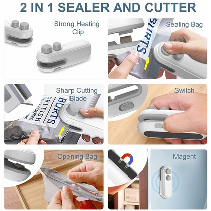 👍 LivLifeGoods™ FoodLock 2-in-1 Mini Heat Sealer Cutter
