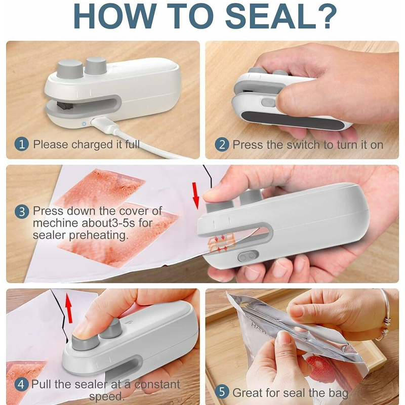👍 LivLifeGoods™ FoodLock 2-in-1 Mini Heat Sealer Cutter