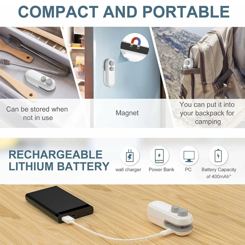 👍 LivLifeGoods™ FoodLock 2-in-1 Mini Heat Sealer Cutter