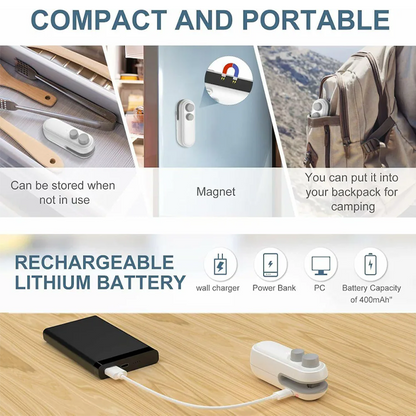 👍 LivLifeGoods™ FoodLock 2-in-1 Mini Heat Sealer Cutter