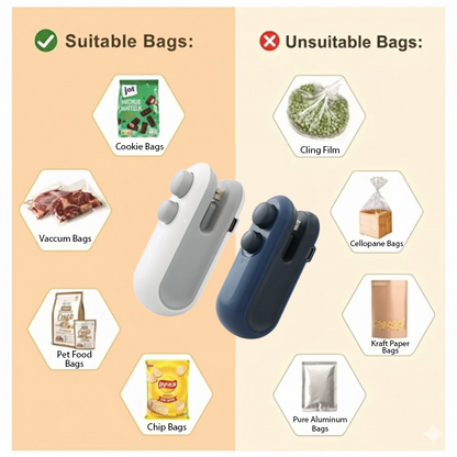 👍 LivLifeGoods™ FoodLock 2-in-1 Mini Heat Sealer Cutter
