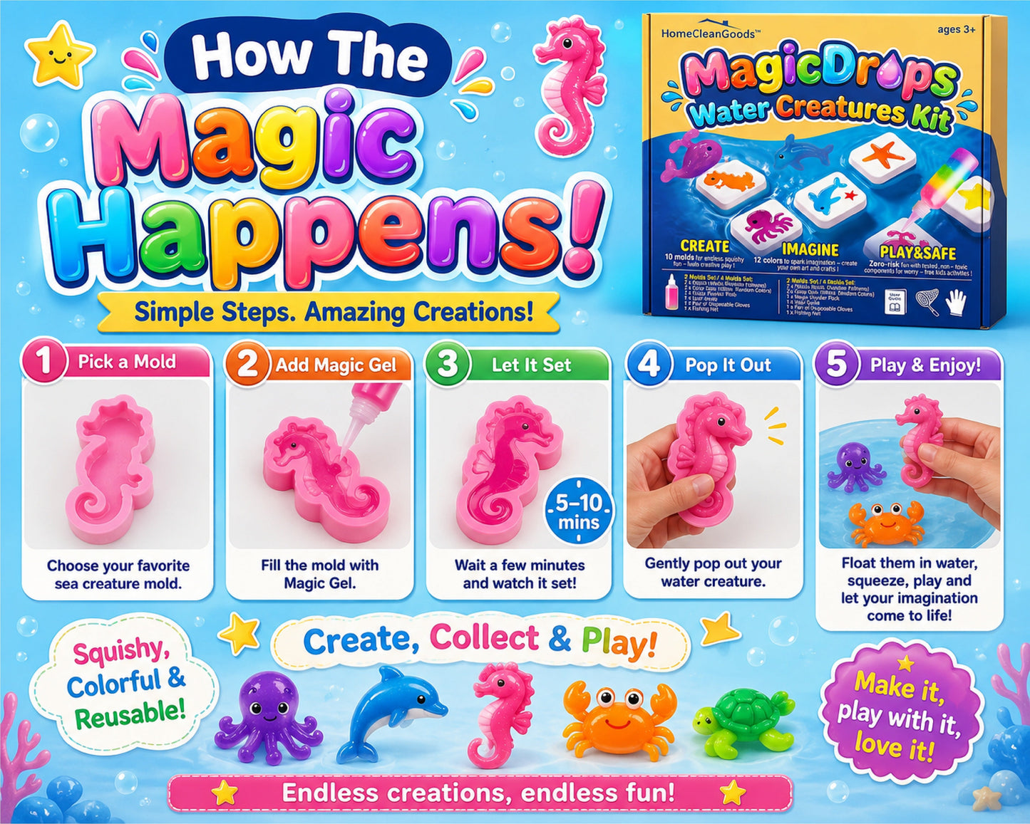 LivLifeGoods™ MagicDrops Water Creatures Kit