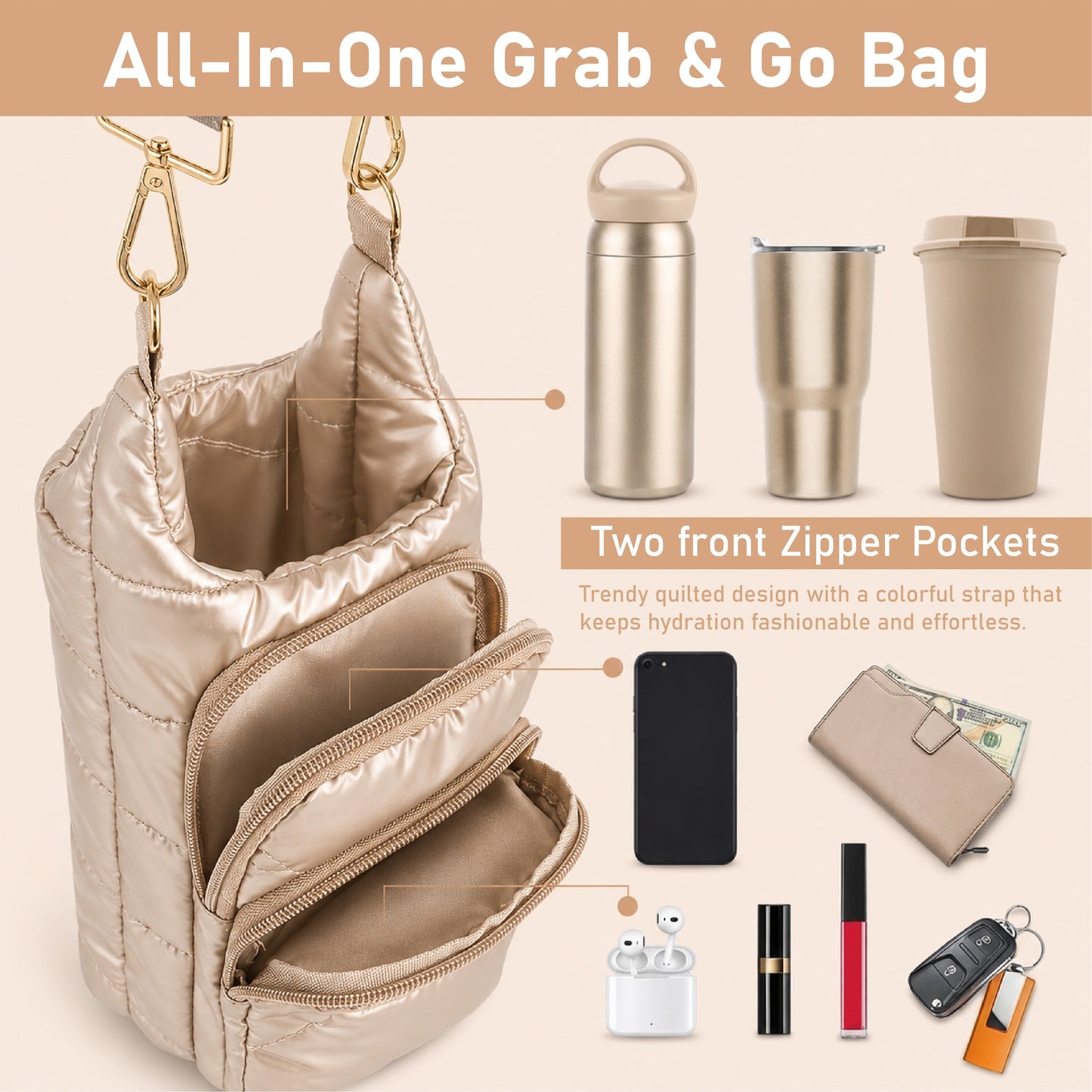 LivLifeGoods™ SipCarry Grab & Go Crossbody Bottle Tote
