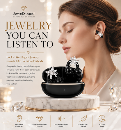 LivLifeGoods™ JewelSound Diamond Clip-On Earbuds
