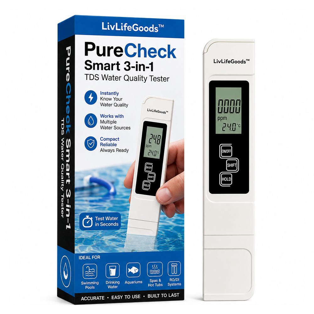 LivLifeGoods™ PureCheck Smart 3-in-1 TDS Water Quality Tester