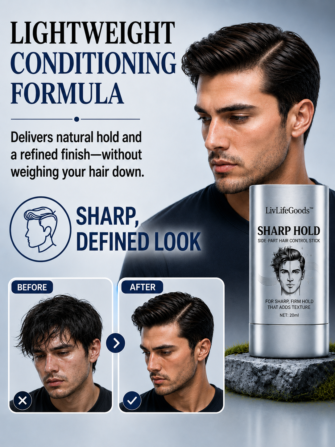 LivLifeGoods™ SharpHold Side-Part Hair Control Stick