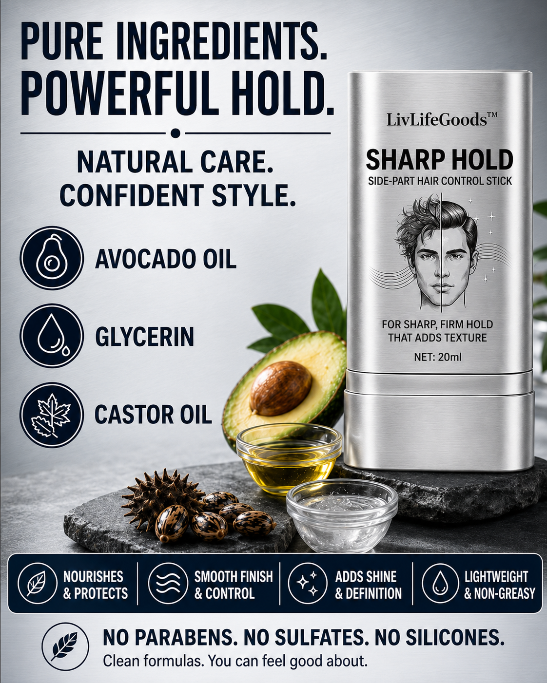 LivLifeGoods™ SharpHold Side-Part Hair Control Stick
